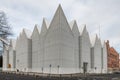 New and abstract white geometric shaped Szczecin Philharmonic Concert Hall in Poland.